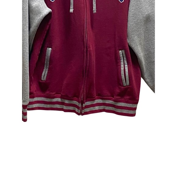 Colorado Logo Hooded Varsity Button Down Jacket Burgundy Size 2X Preppy Casual - Picture 6 of 15